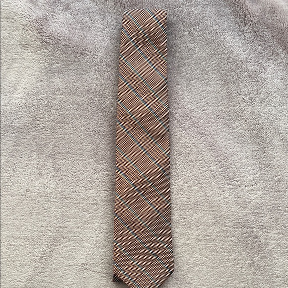 1901 Brown and Blue Plaid Tie - Picture 1 of 4